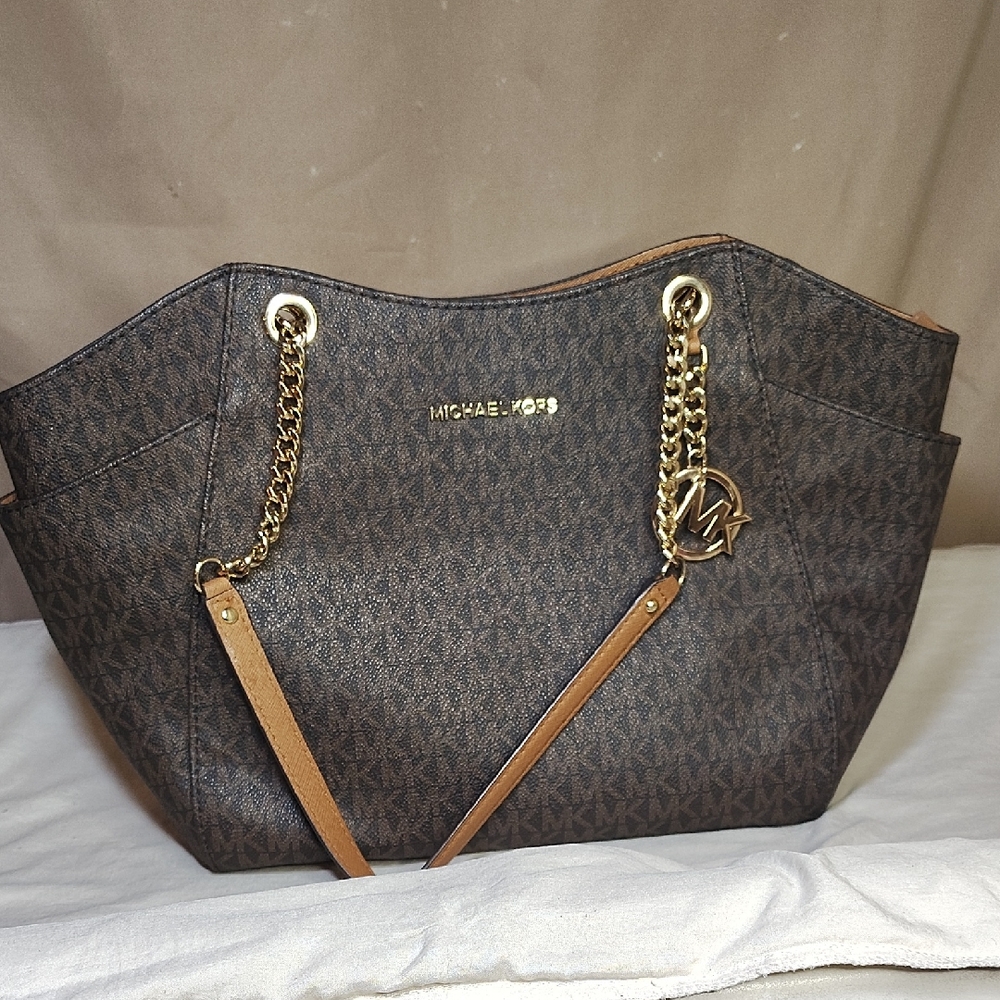 Michael Kors Dark Brown Tote with Gold Accents